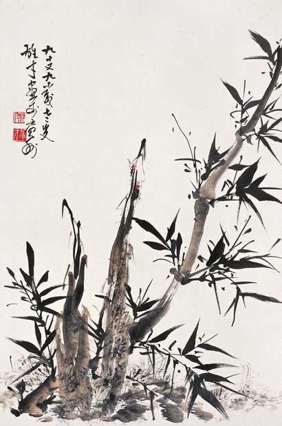 黎雄才 新篁秋虫 镜心